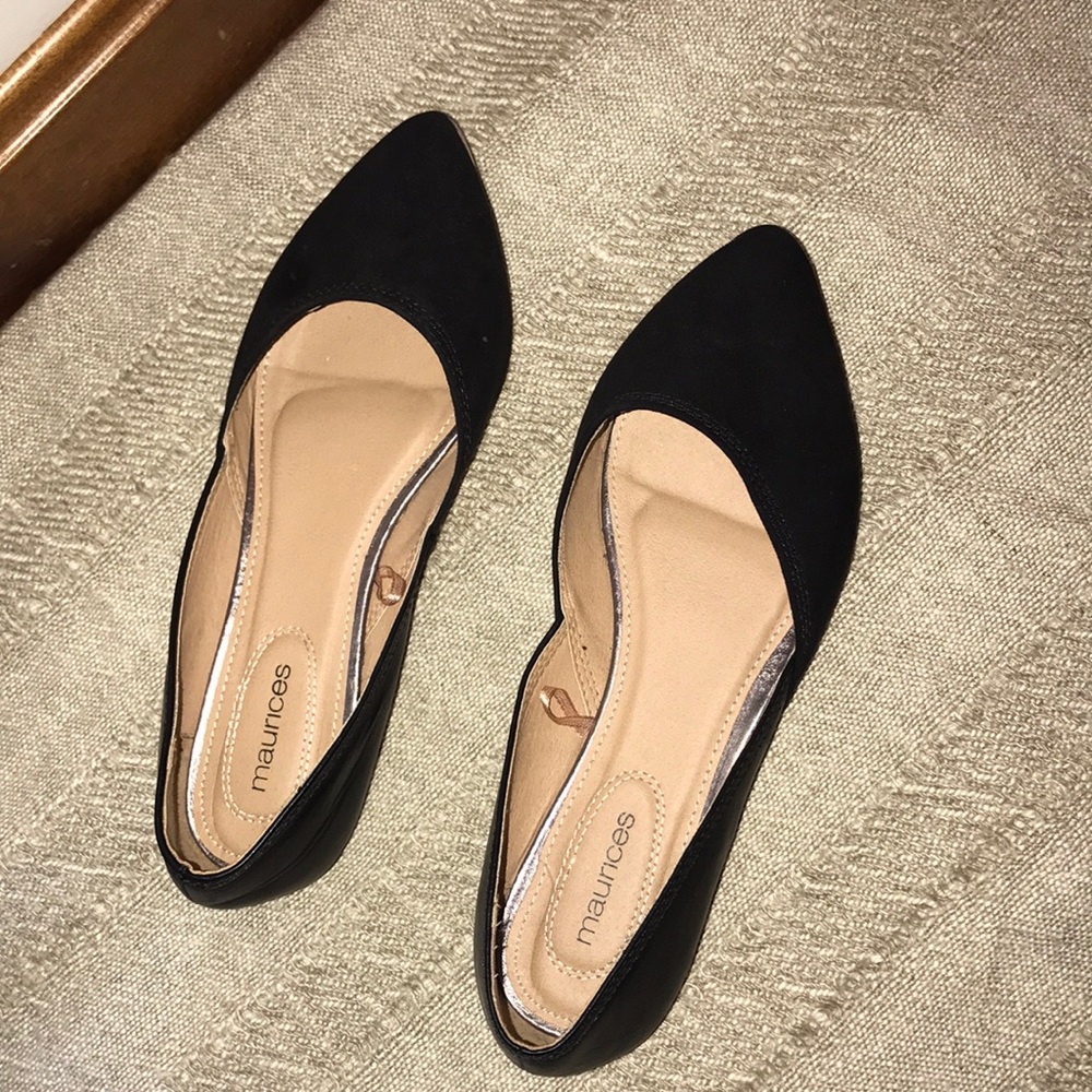 Black and silver Maurice's flats size 8